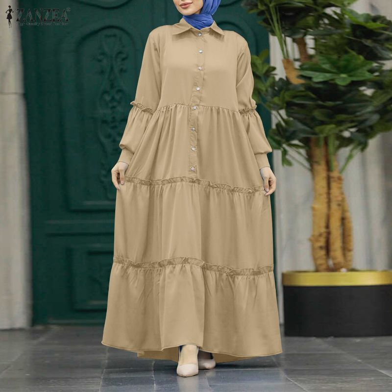 Abaya Modest Wear - ZANZEA Muslim Hijabis Modest Long Dress
