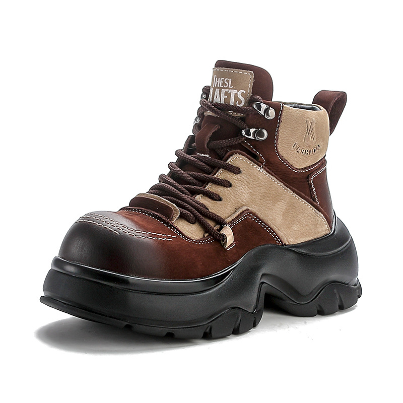 Ethnic Fashion Style - 6cm Genuine Leather Wedge Fashion Boots