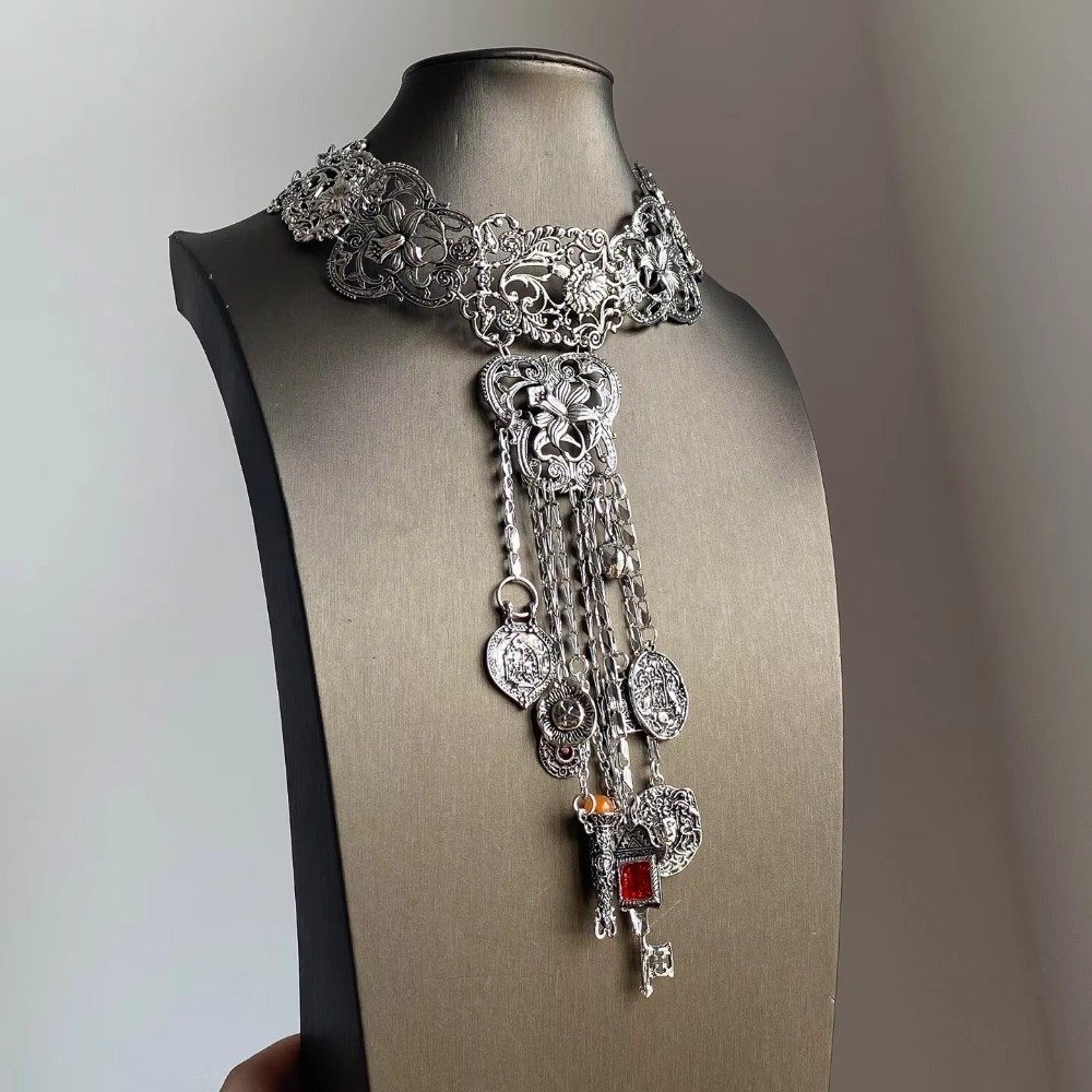 Retro Long Bohemian Necklace E - Y2K Ethnic Fashion 评论和价格