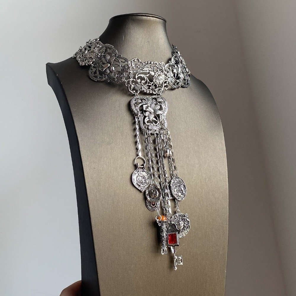Retro Long Bohemian Necklace E - Y2K Ethnic Fashion 评论和价格