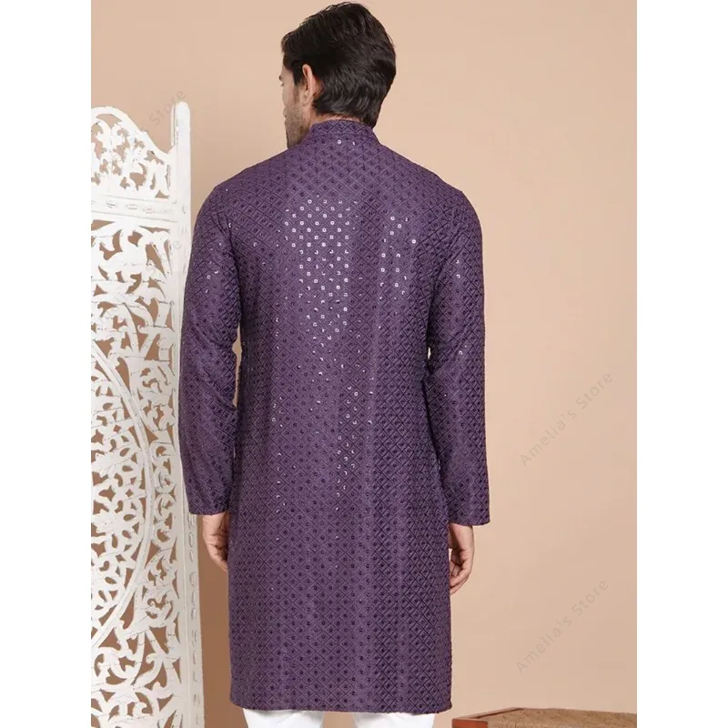Indian Men's Kurta Tunic Cotto - Kurta Men Cotton 评论和价格