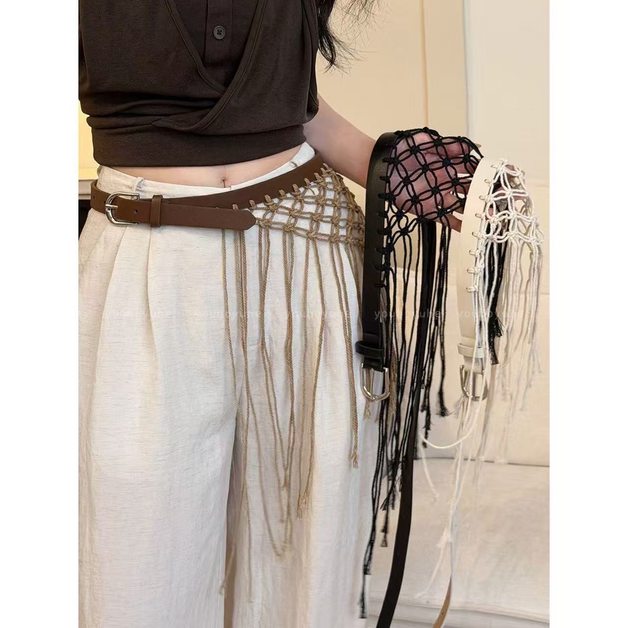 Casual Y2K Tassel Weave Waist  - Y2K Ethnic Fashion 评论和价格