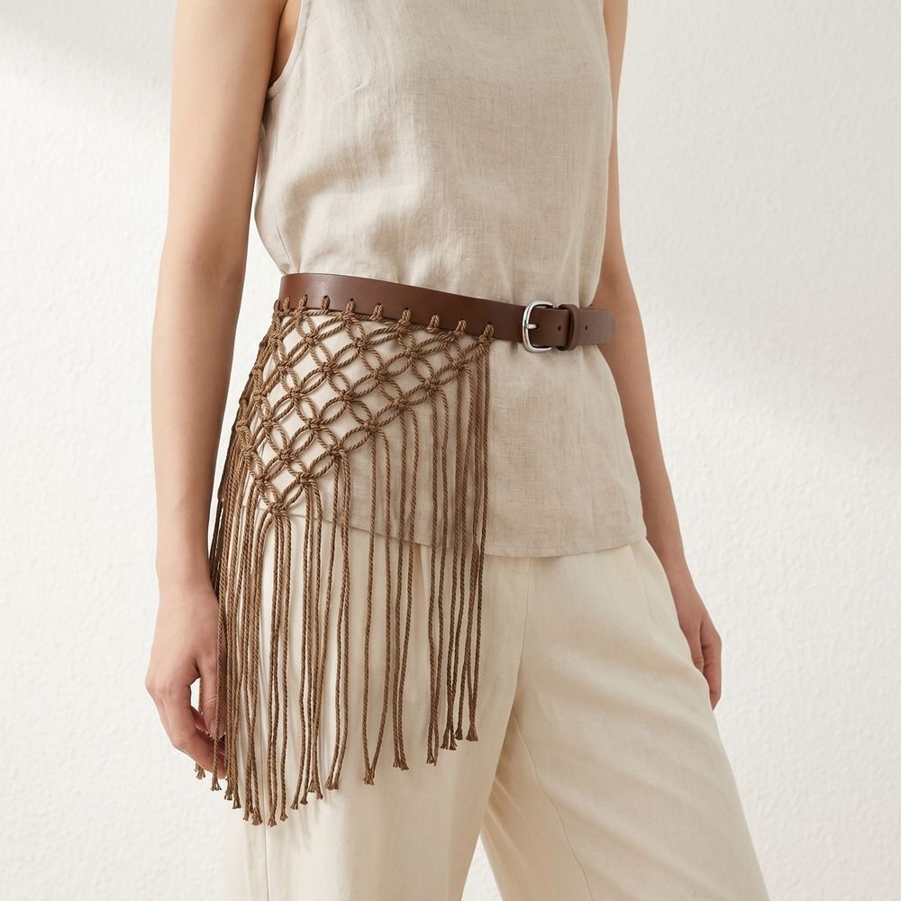 Casual Y2K Tassel Weave Waist  - Y2K Ethnic Fashion 评论和价格