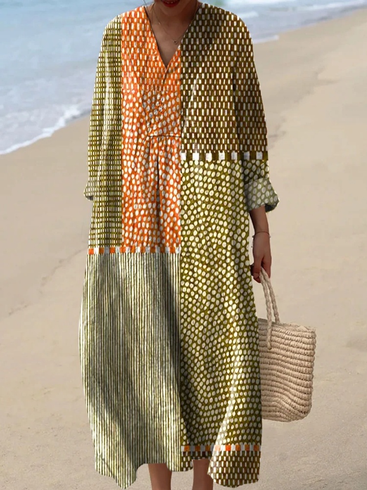 Women's Abstract Polka Dot Str - Ethnic Gown 评论和价格