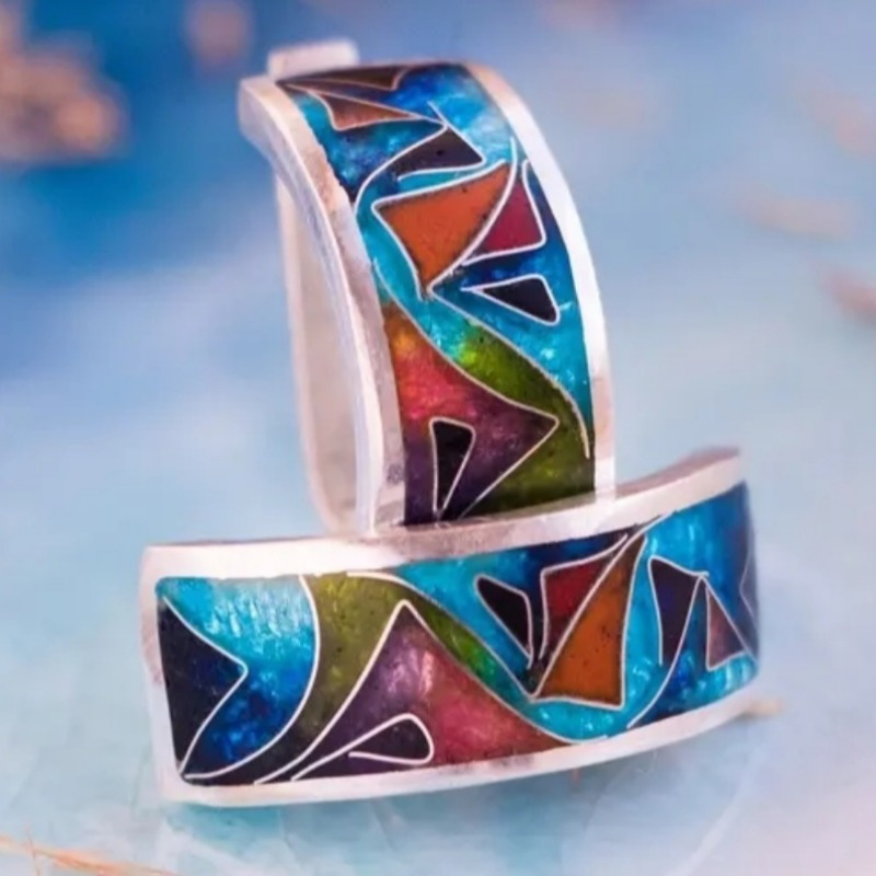 Ethnic Silver Color Enamel Hoo - Ethnic Wear In Fashion 评论和价格
