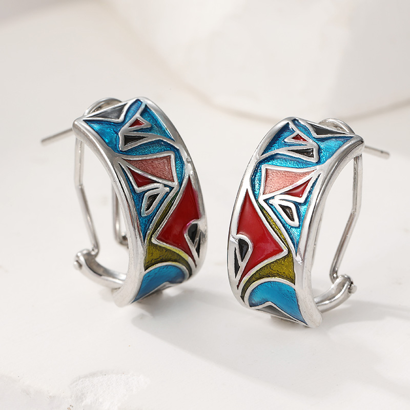 Ethnic Silver Color Enamel Hoo - Ethnic Wear In Fashion 评论和价格