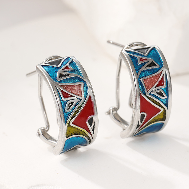 Ethnic Silver Color Enamel Hoo - Ethnic Wear In Fashion 评论和价格