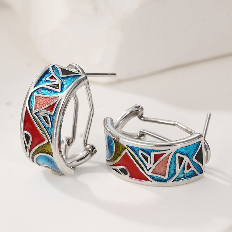 Ethnic Silver Color Enamel Hoo - Ethnic Wear In Fashion 评论和价格
