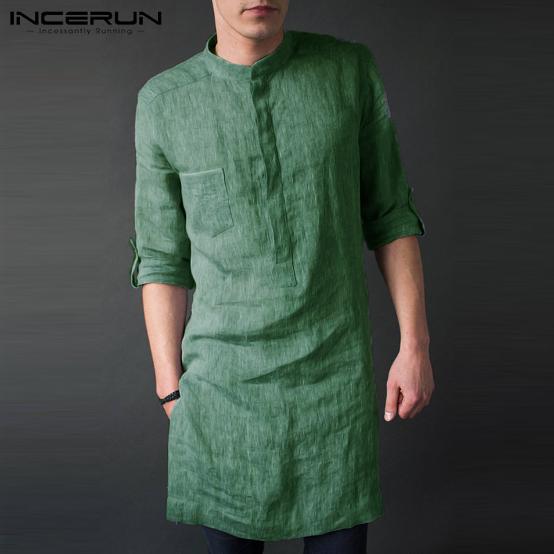 INCERUN Men's Long Sleeve Midi - Kurta Men Cotton 评论和价格