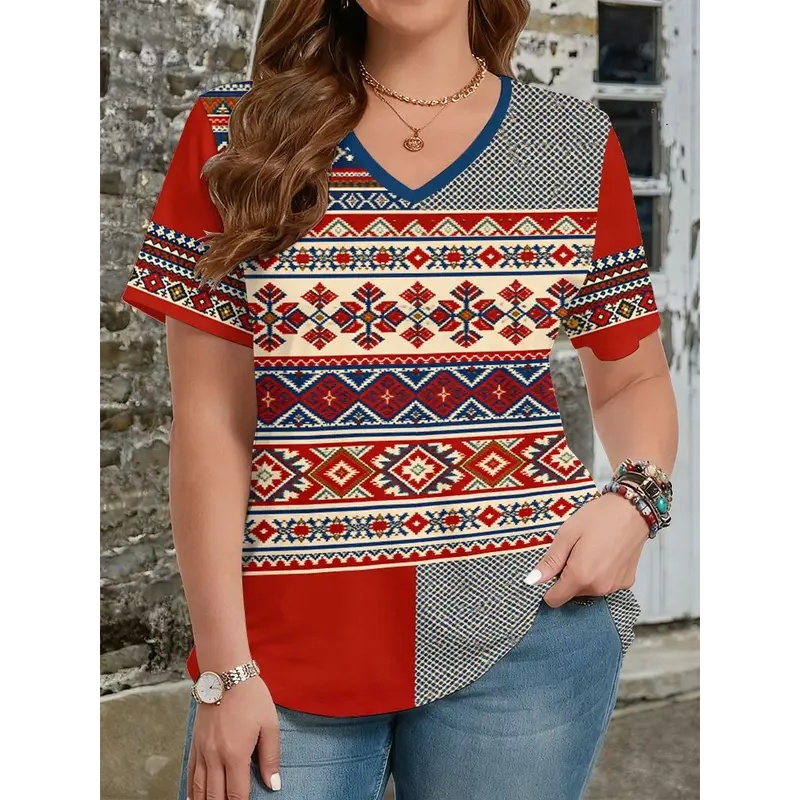 Ethnic style t-shirts with 3D  - Y2K Ethnic Fashion 评论和价格
