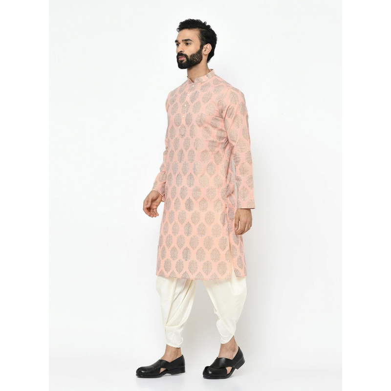 Mens Kurta - Printed Cotton Bl - Kurta Men Cotton 评论和价格