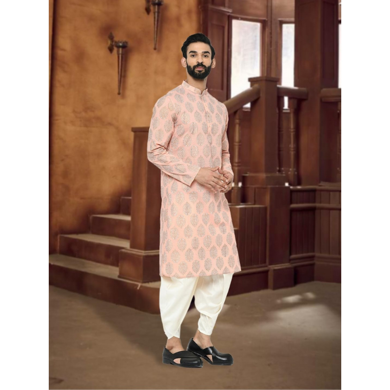Mens Kurta - Printed Cotton Bl - Kurta Men Cotton 评论和价格