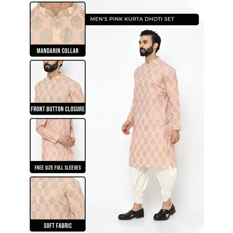Mens Kurta - Printed Cotton Bl - Kurta Men Cotton 评论和价格