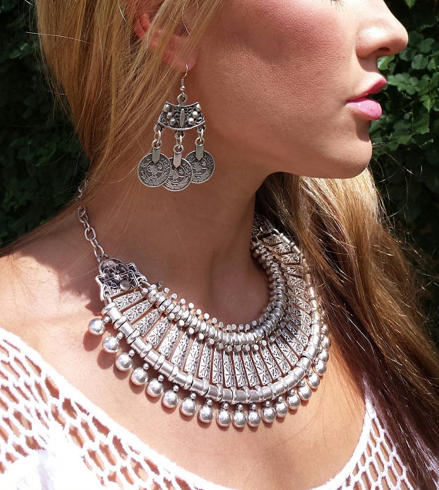 Vintage Silvery Beach Coins Ch - Ethnic Fashion Pakistan 评论和价格
