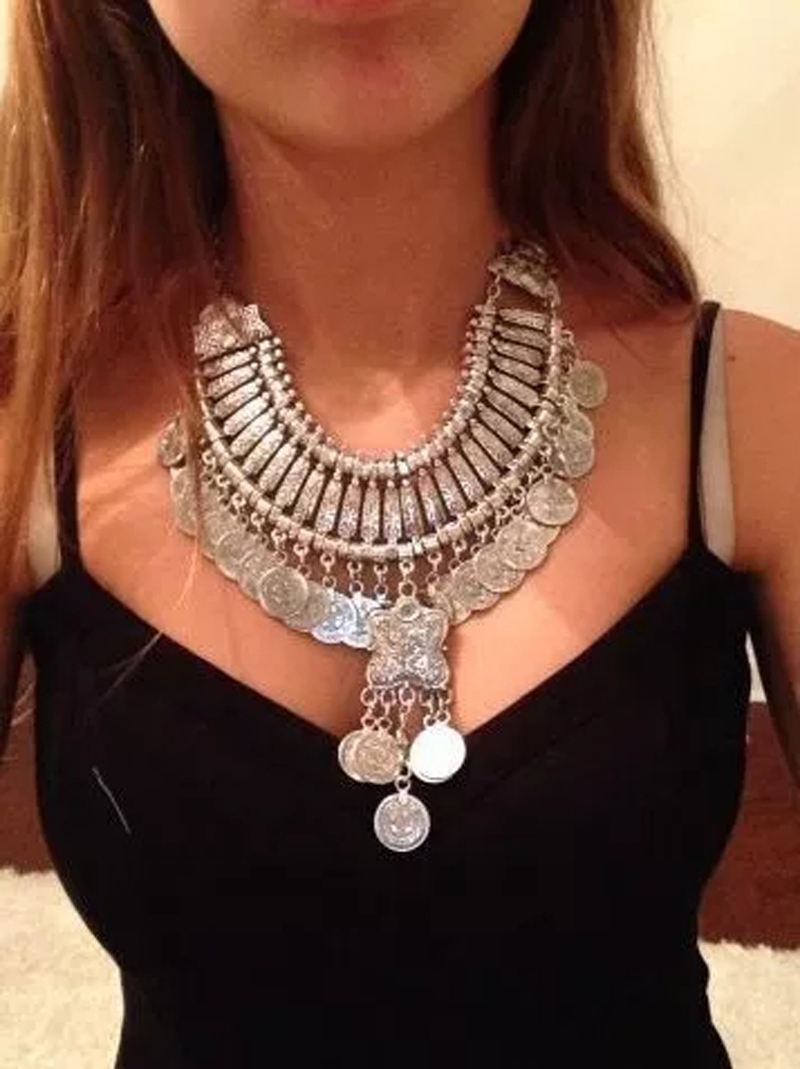 Vintage Silvery Beach Coins Ch - Ethnic Fashion Pakistan 评论和价格