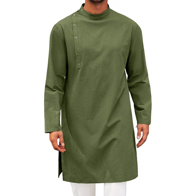 Mens Kaftan Thobe Robe Long Sl - Kurta Men Cotton 评论和价格