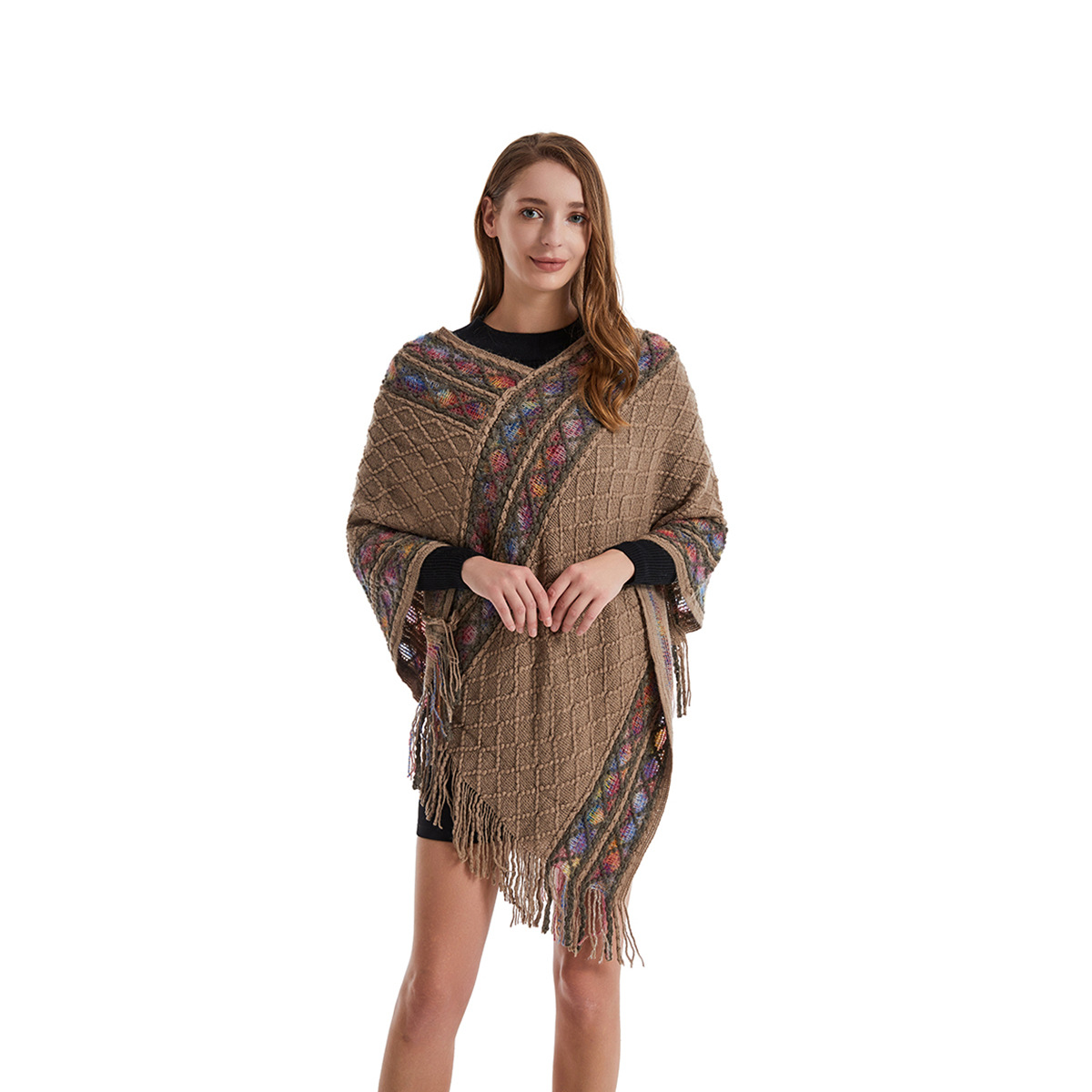 Women Spring Autumn Poncho Uni - Ethnic Fashion For Ladies 评论和价格