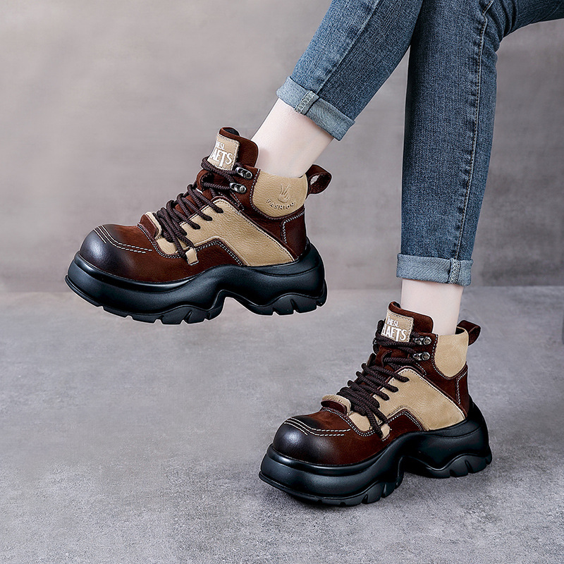6cm Genuine Leather Wedge Fash - Ethnic Fashion Style 评论和价格
