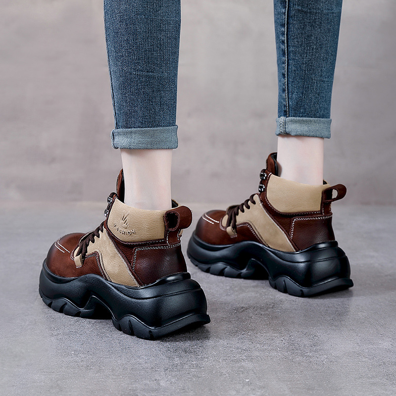 6cm Genuine Leather Wedge Fash - Ethnic Fashion Style 评论和价格