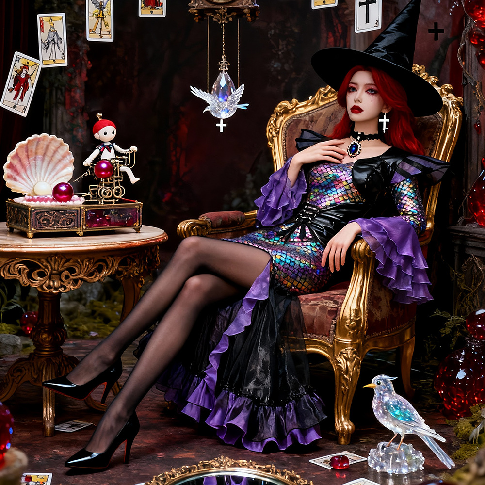Dark Mermaid Long Dress Costum - Ethnic Gown 评论和价格